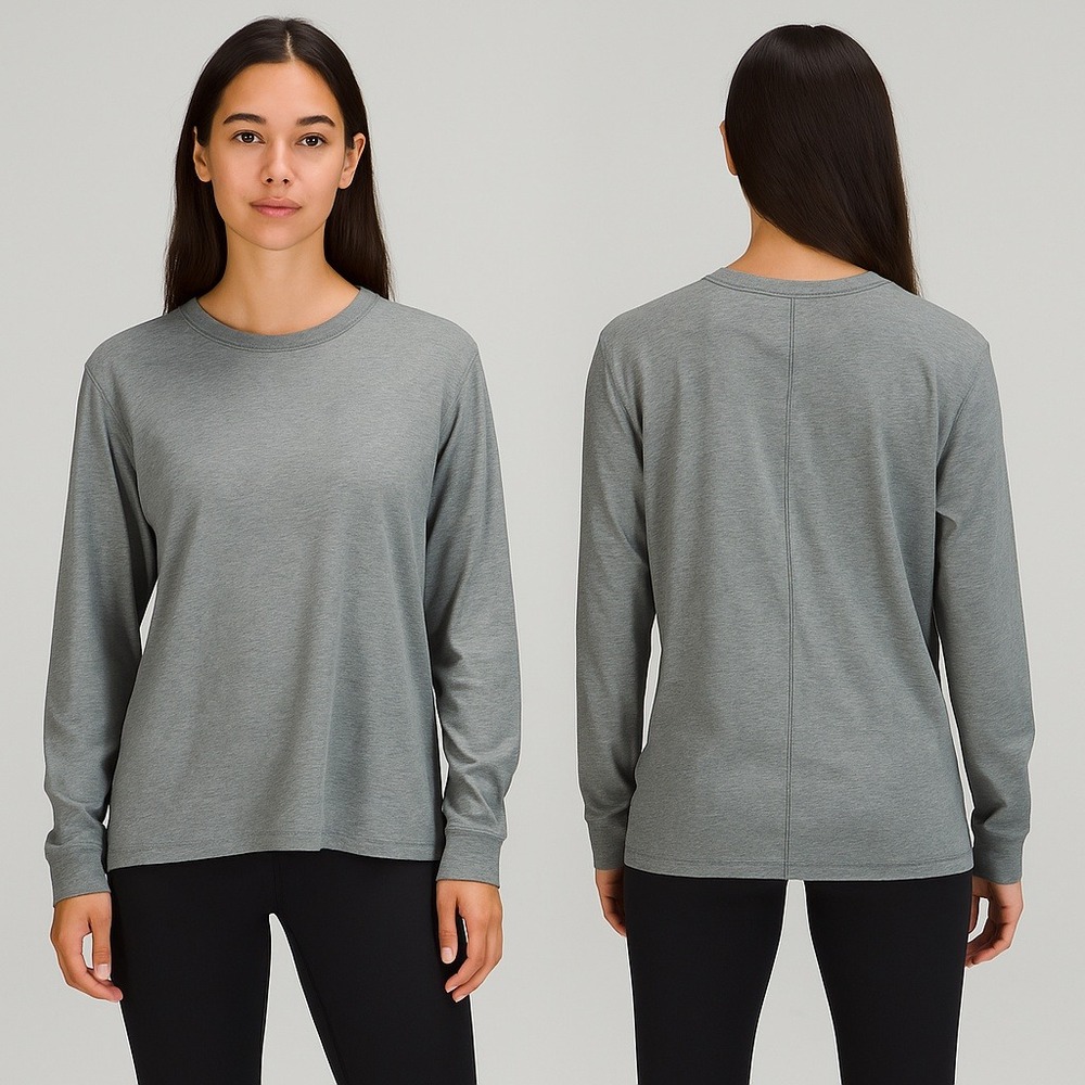 Lululemon All Yours Long Sleeve Athletic‎ Top Stretch Heathered Gray Size Large